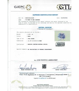 12.66 cts Unheated Natural Blue Sapphire - Neelam (SKU:90089978)